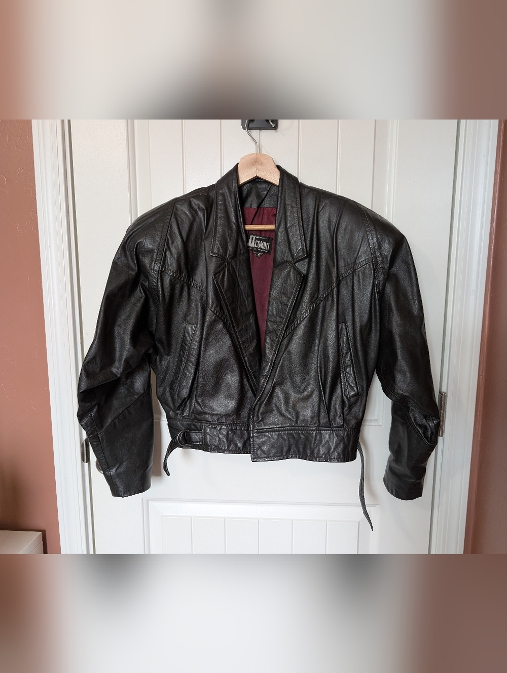 Vintage Comint Women’s Leather Moto Jacket Small Black